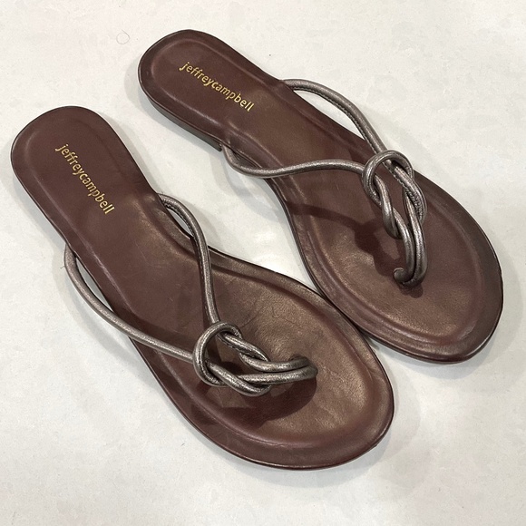 Jeffrey Campbell Malia Brown Flat Sandal Knotted Strap Size 9 - Picture 1 of 7